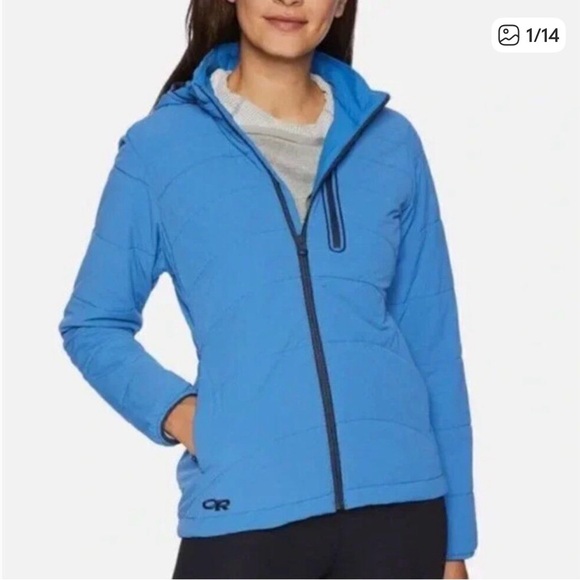 Outdoor Research Jackets & Blazers - Outdoor Research Women's Bright Blue Hooded Puffer Jacket xs